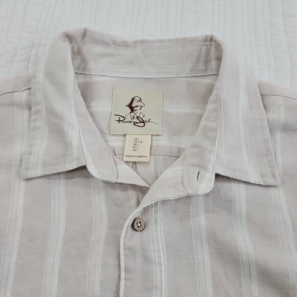 Panama Jack Linen Blend Shirt Men's Size L Beige Stripe NEW Button-Up Collared - Picture 6 of 14